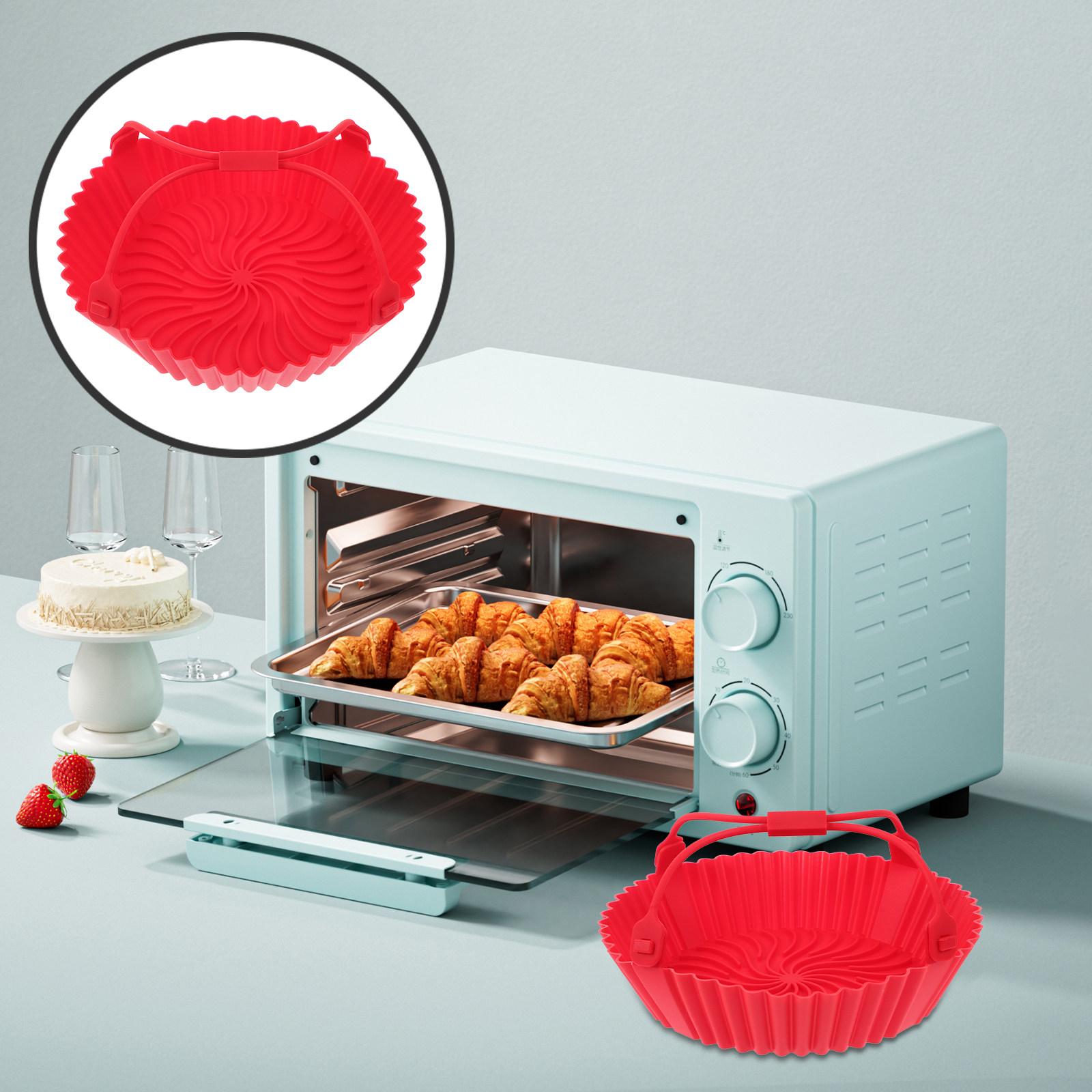 Kitchen Baking Tray - Air Fryer Silicone Pot Non Stick