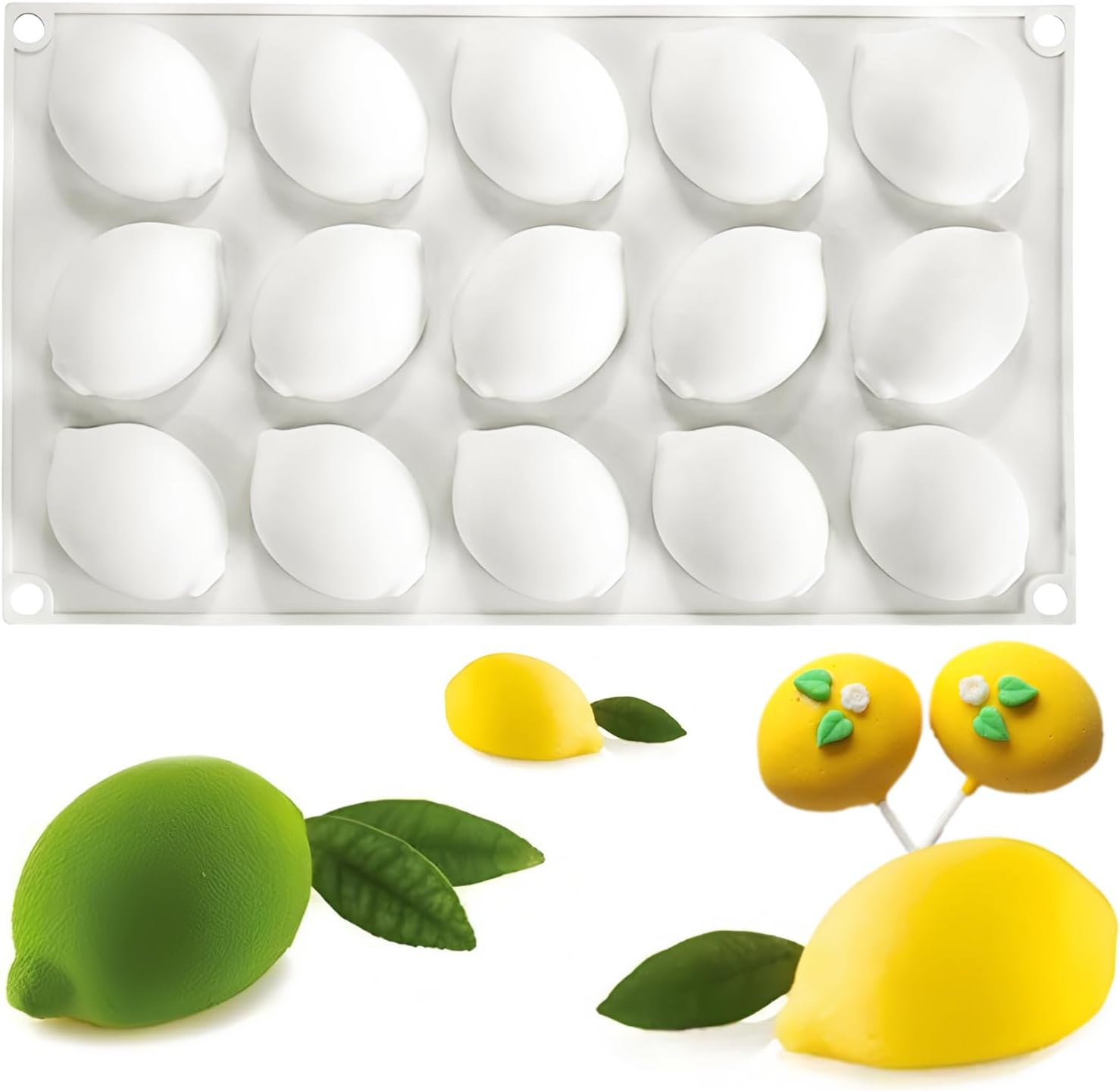 Kitchen Baking Tray - 15-Cavity Silicone Lemon Mold Fruit Shape