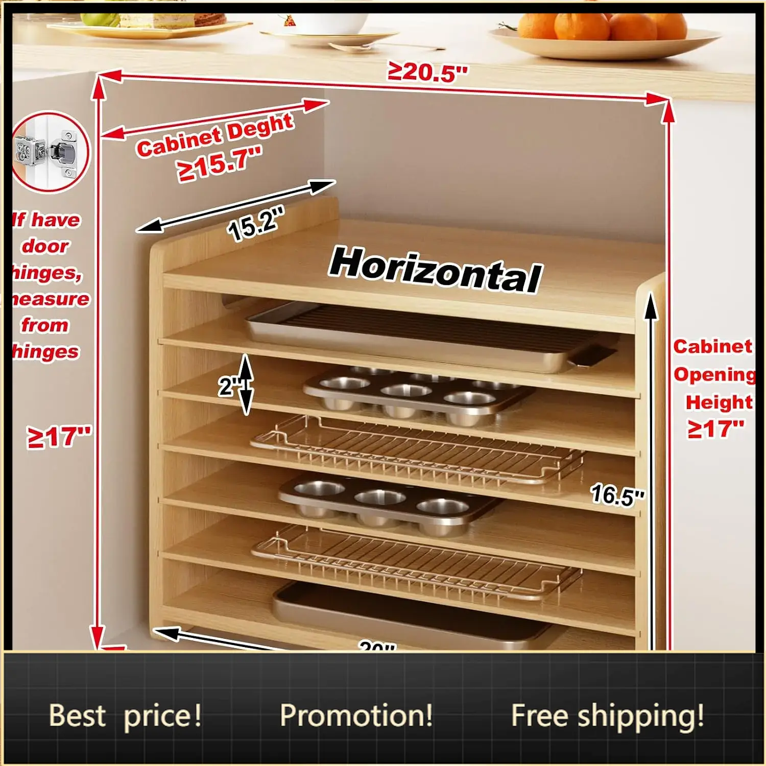 7 Tier Wooden Tray Dividers fo - Kitchen Baking Sheet Organizer review and price