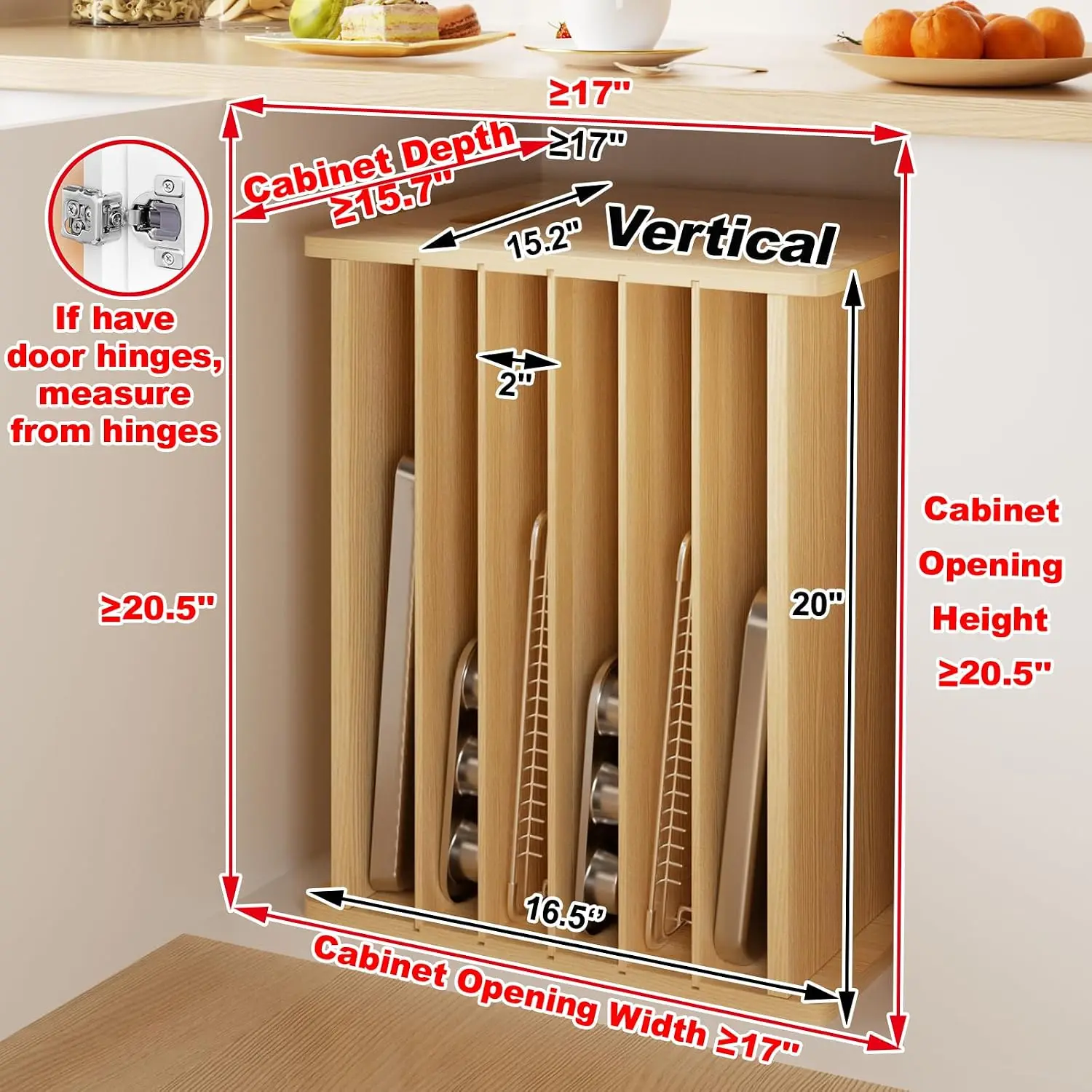 7 Tier Wooden Tray Dividers fo - Kitchen Baking Sheet Organizer review and price