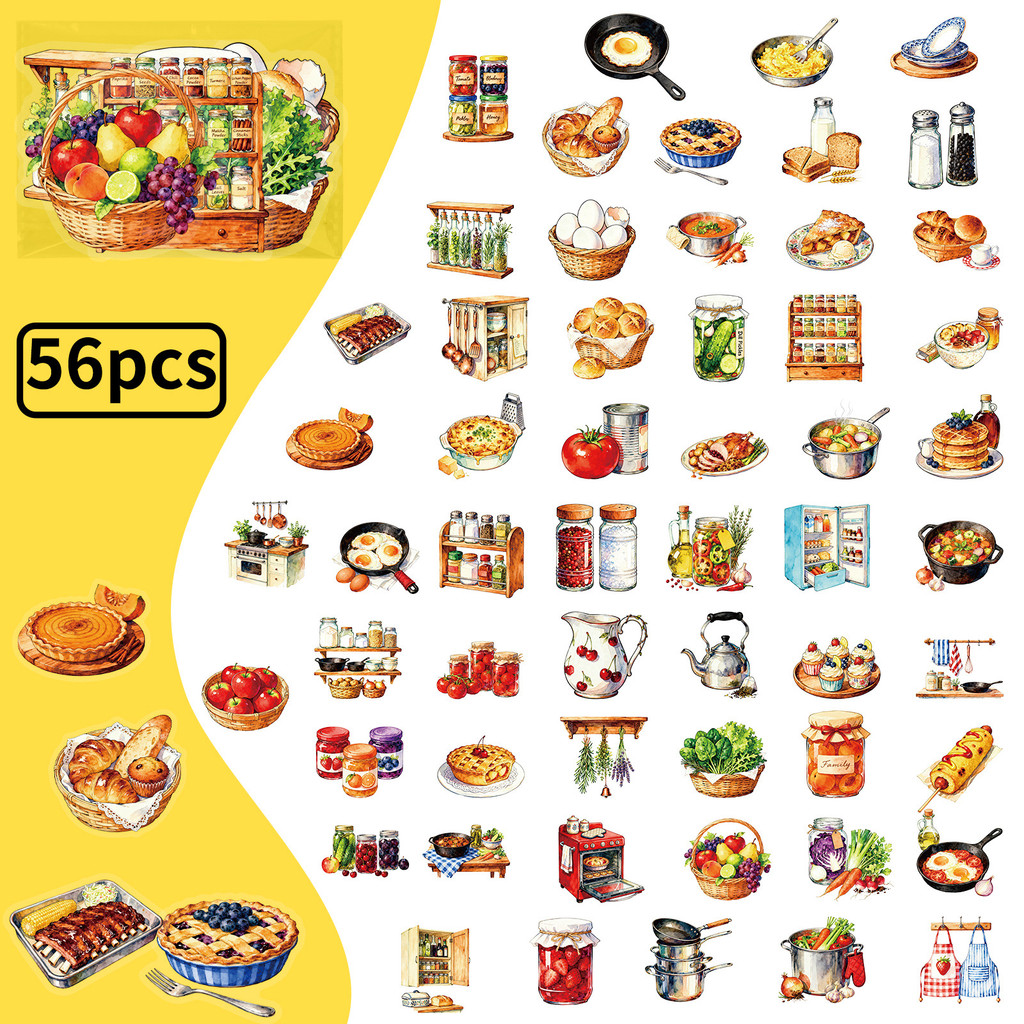 56Pcs Retro Kitchen PET Sticke - Kitchen Baking Paper review and price