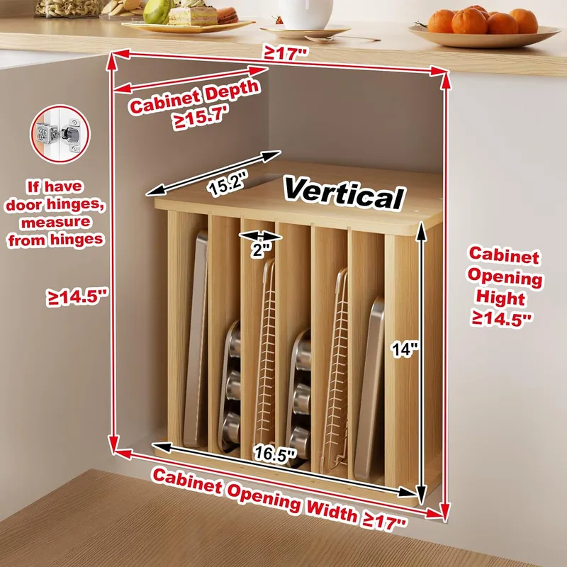 7 Tier Wooden Tray Dividers fo - Kitchen Baking Sheet Organizer review and price