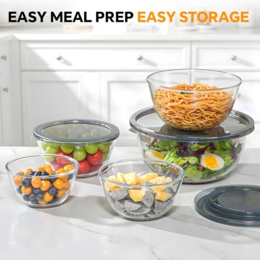Glass Mixing Bowls with Lids S - Kitchen Glass Baking Set review and price