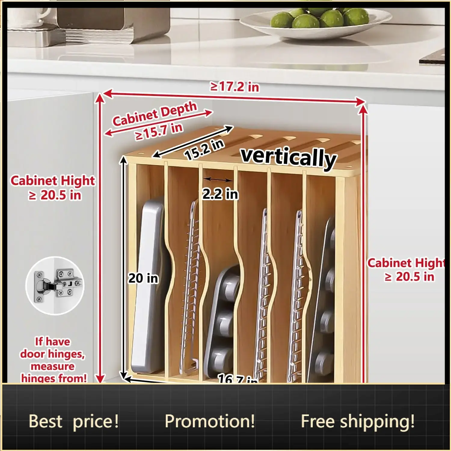 Wooden Tray Dividers for Cabin - Kitchen Baking Sheet Organizer review and price
