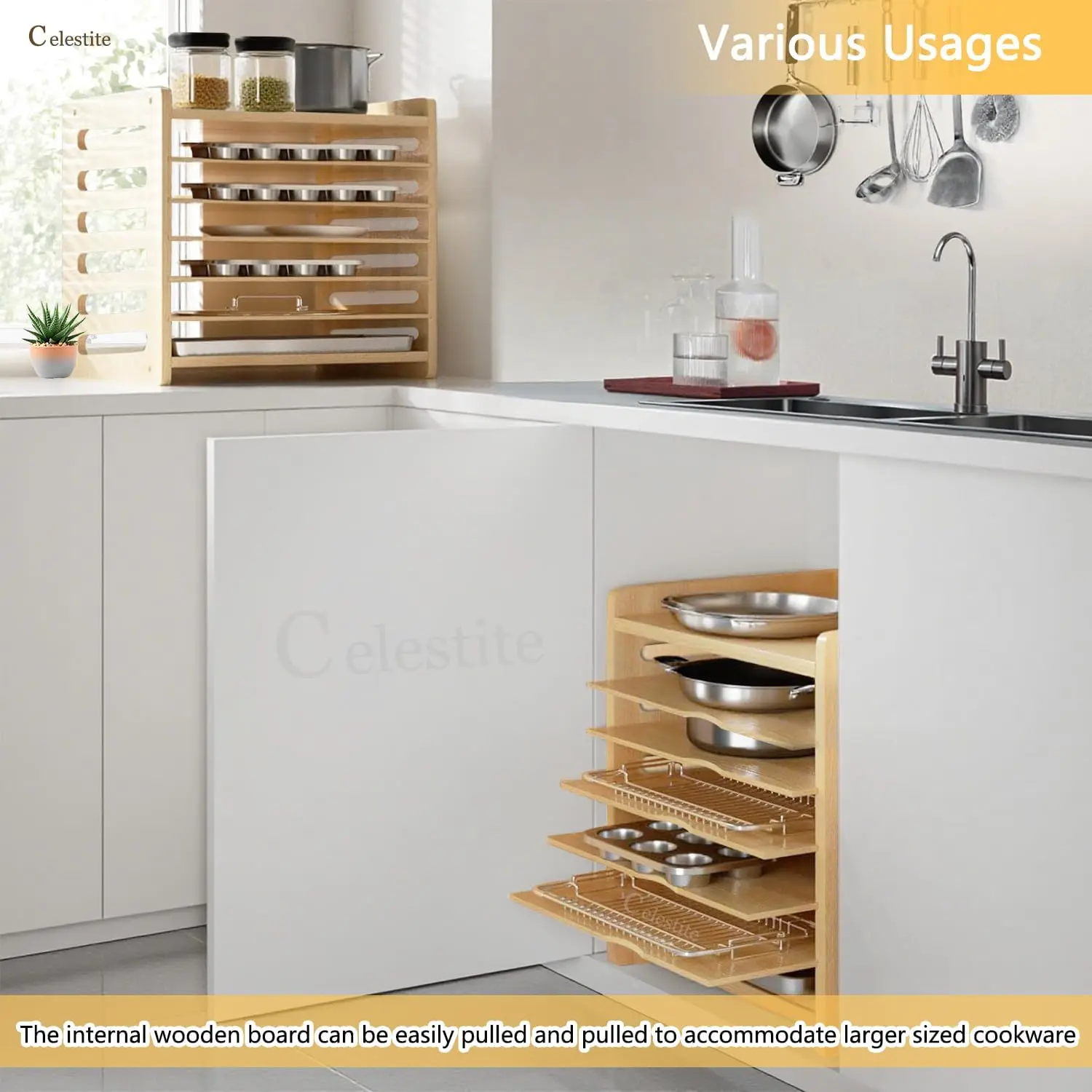 Wooden Tray Dividers for Cabin - Kitchen Baking Sheet Organizer review and price